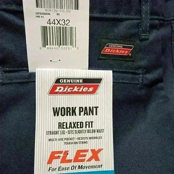 Dickies Mens Work Pants Relaxed Fit Straight Leg Flat Front Flex Pant Dark Navy - Picture 11 of 11